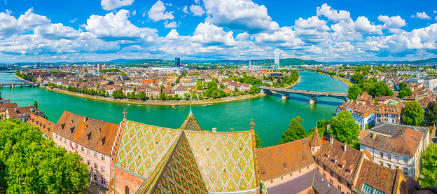 Riverside of Rhine in Basel, Switzerland